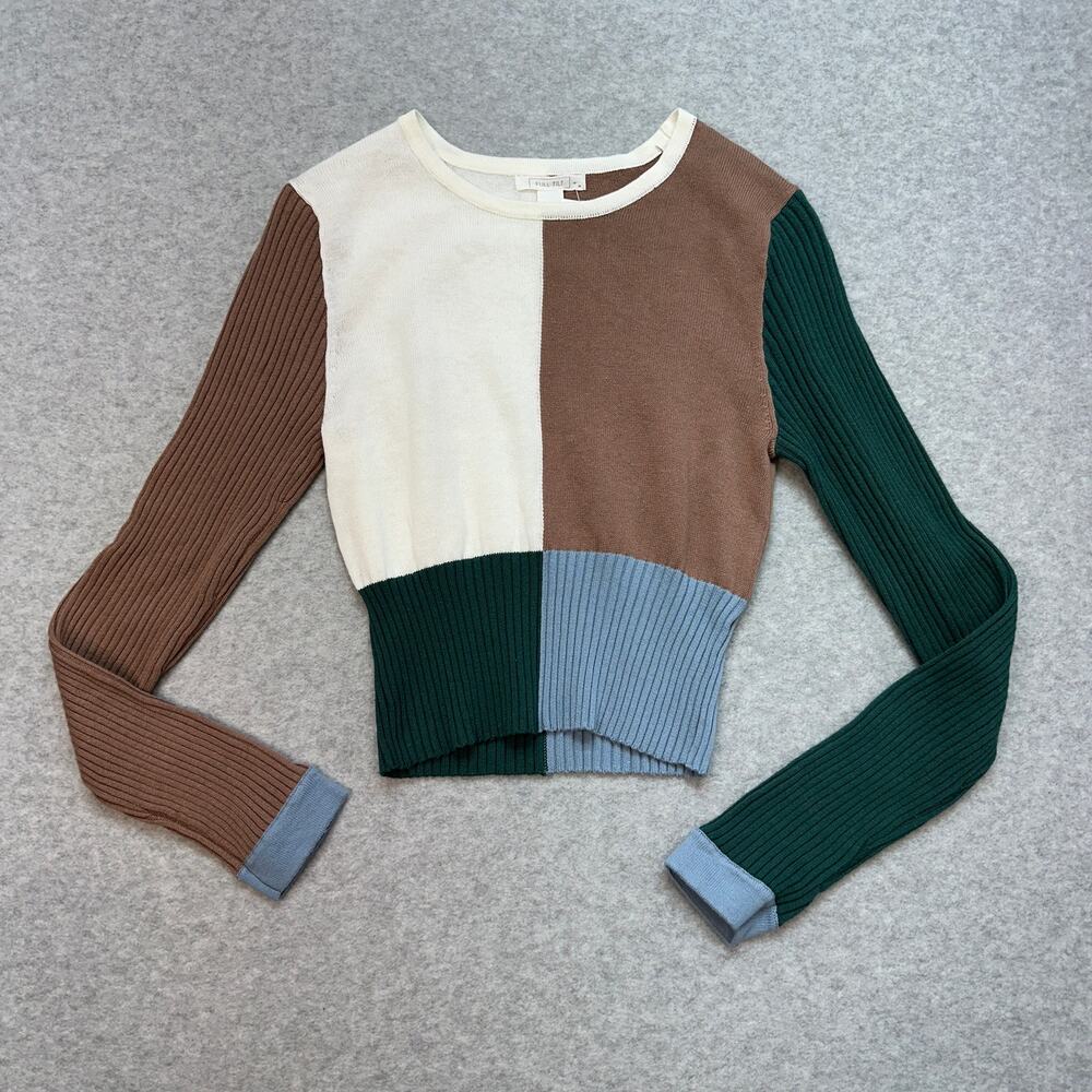 Tillys Colorblock Crop Sweater WMNS M Multi Color Full Tilt Long Sleeve Crewneck